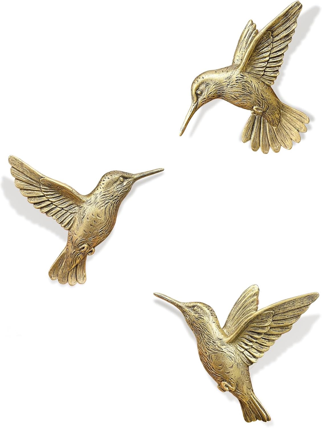 Gold Hummingbird Wall Decor — Set of 3, Resin